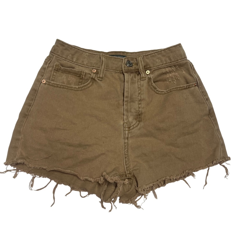 Wild Fable Tan Super High Rise Cutoff Distressed Denim Shorts Size 00 Khaki Raw